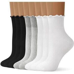 8 Womens Ruffle Ankle Socks Cute Lettuce Edge Crew Socks for Women/mix color